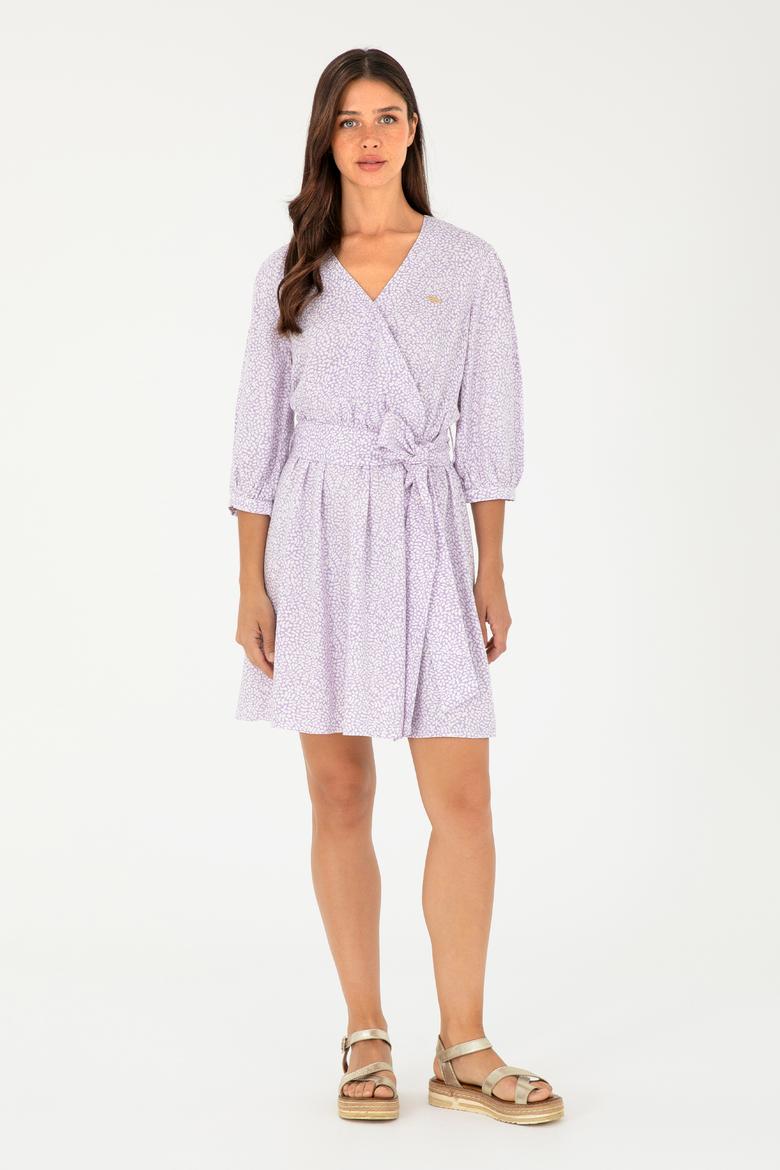 Kadın Lila Mini Boy Dokuma Elbise