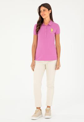 Kadın Pembe Basic Polo Yaka Tişört - 50280063081