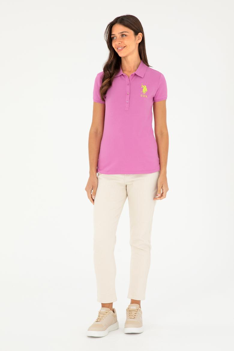 Kadın Pembe Basic Polo Yaka Tişört - 50280063081