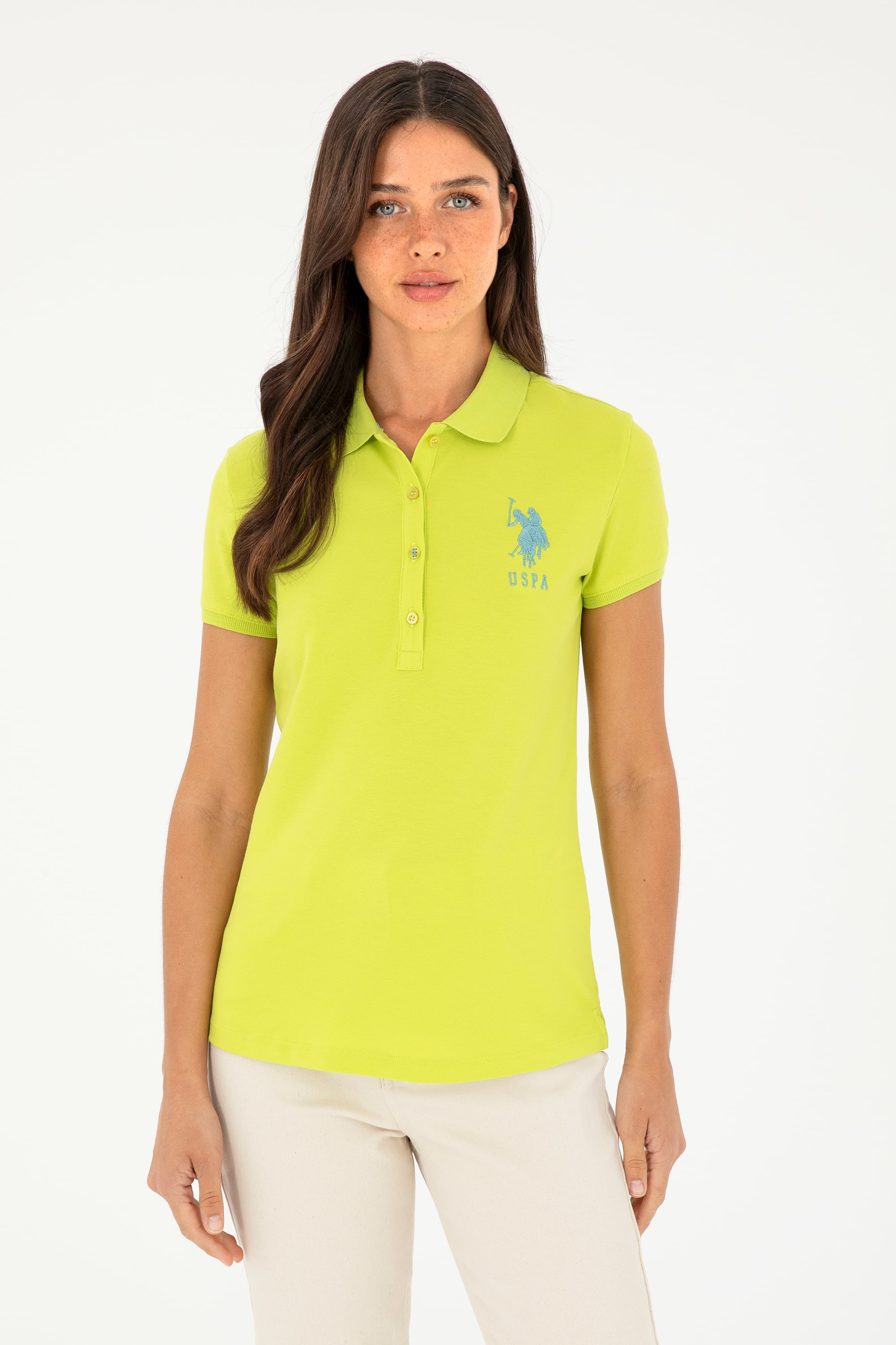 Kadın Fıstık Yeşili Basic Polo Yaka Tişört
