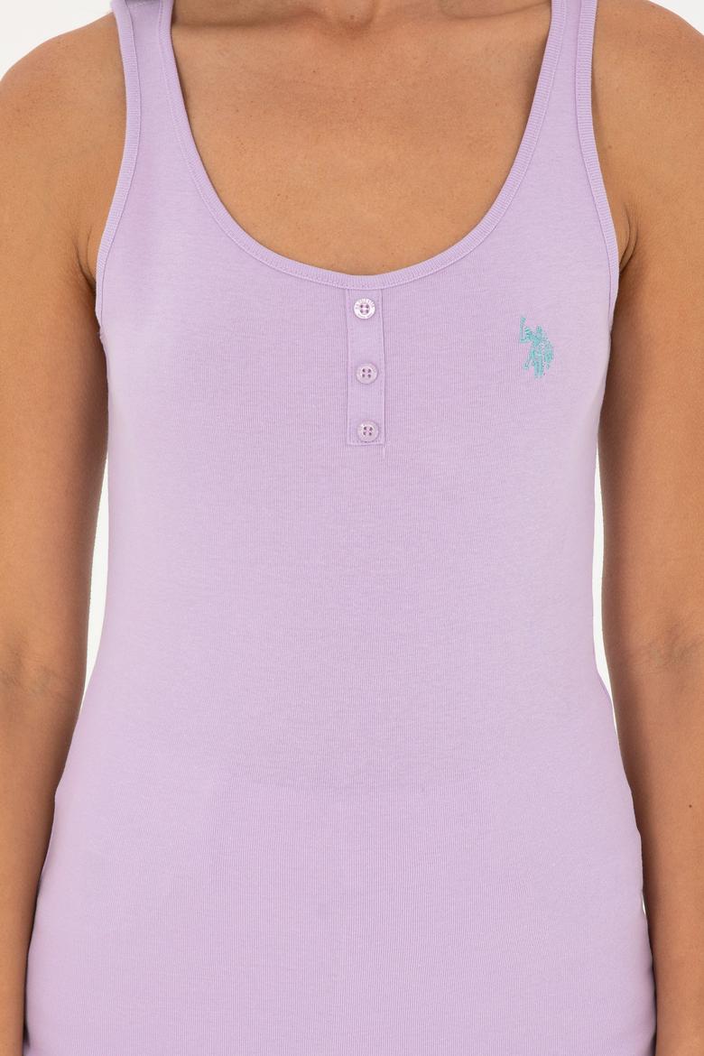 Kadın Lila Bisiklet Yaka Basic Tişört - 50280059133