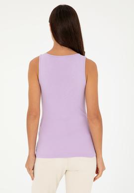 Kadın Lila Bisiklet Yaka Basic Tişört - 50280059133