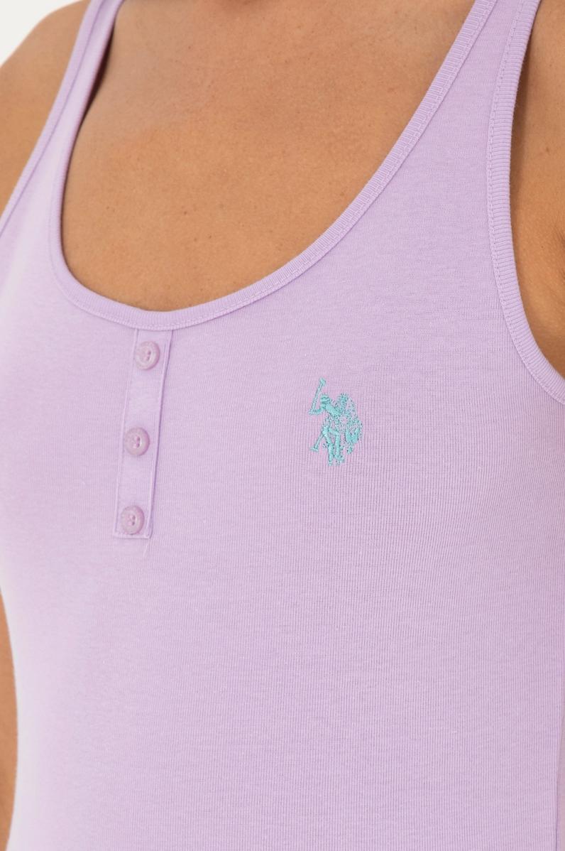 Kadın Lila Bisiklet Yaka Basic Tişört