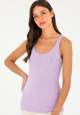 Kadın Lila Bisiklet Yaka Basic Tişört - 50280059133