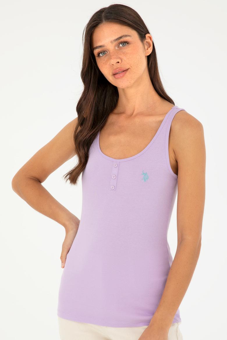 Kadın Lila Bisiklet Yaka Basic Tişört - 50280059133