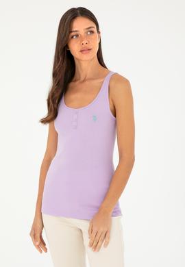 Kadın Lila Bisiklet Yaka Basic Tişört - 50280059133