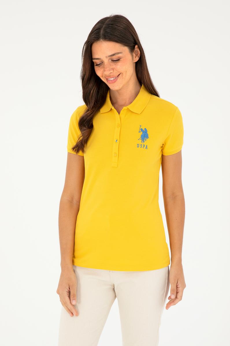 Kadın Sarı Basic Polo Yaka Tişört