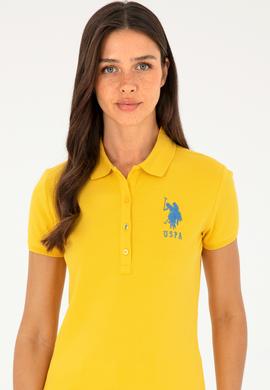Kadın Sarı Basic Polo Yaka Tişört - 50280063101