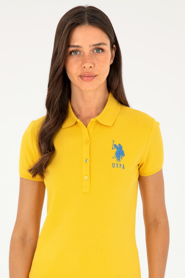 Kadın Sarı Basic Polo Yaka Tişört - 50280063101