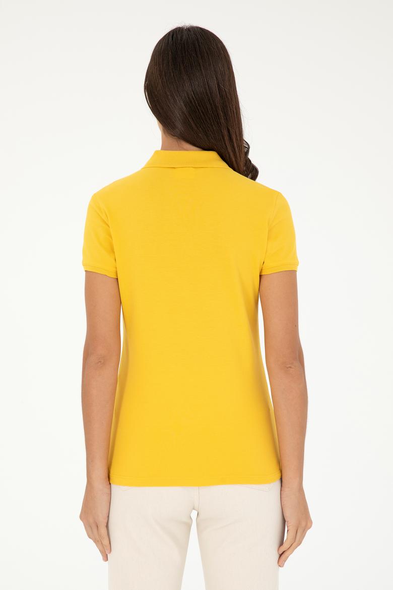 Kadın Sarı Basic Polo Yaka Tişört - 50280063101
