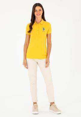 Kadın Sarı Basic Polo Yaka Tişört - 50280063101