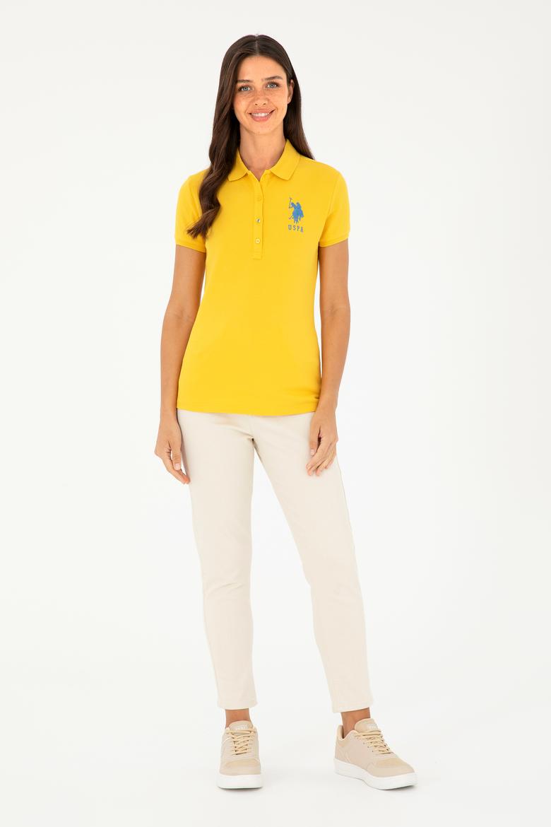 Kadın Sarı Basic Polo Yaka Tişört - 50280063101