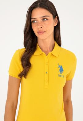 Kadın Sarı Basic Polo Yaka Tişört - 50280063101