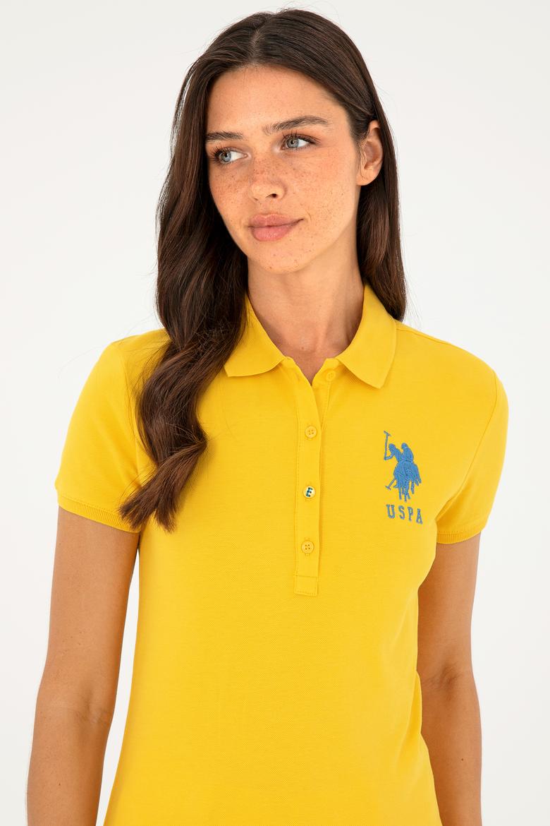 Kadın Sarı Basic Polo Yaka Tişört - 50280063101