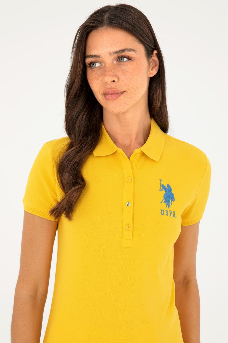 Kadın Sarı Basic Polo Yaka Tişört