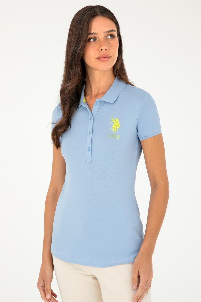 Kadın Açık Mavi Basic Polo Yaka Tişört - 50280063094