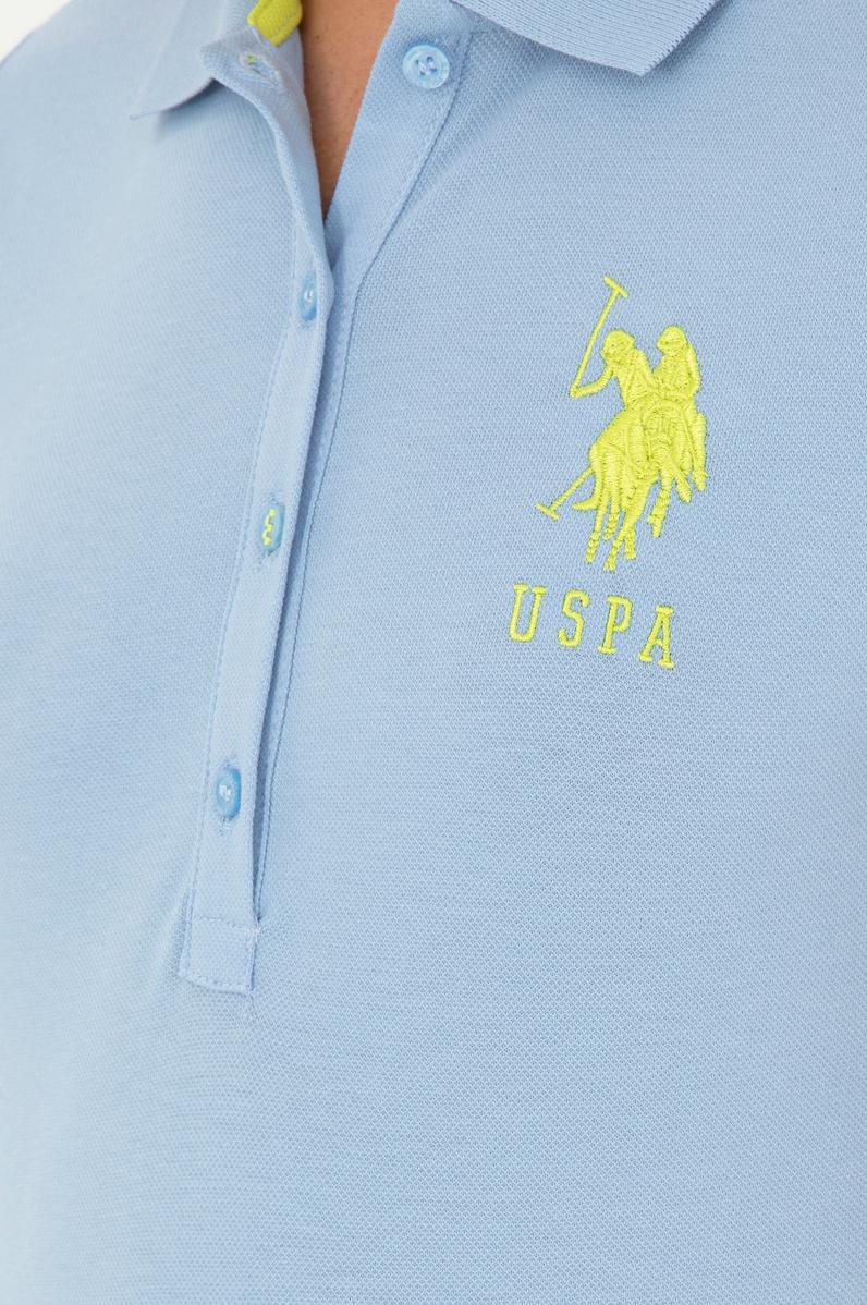 Kadın Açık Mavi Basic Polo Yaka Tişört