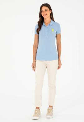 Kadın Açık Mavi Basic Polo Yaka Tişört - 50280063094