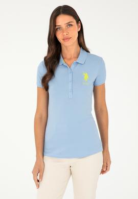 Kadın Açık Mavi Basic Polo Yaka Tişört - 50280063094