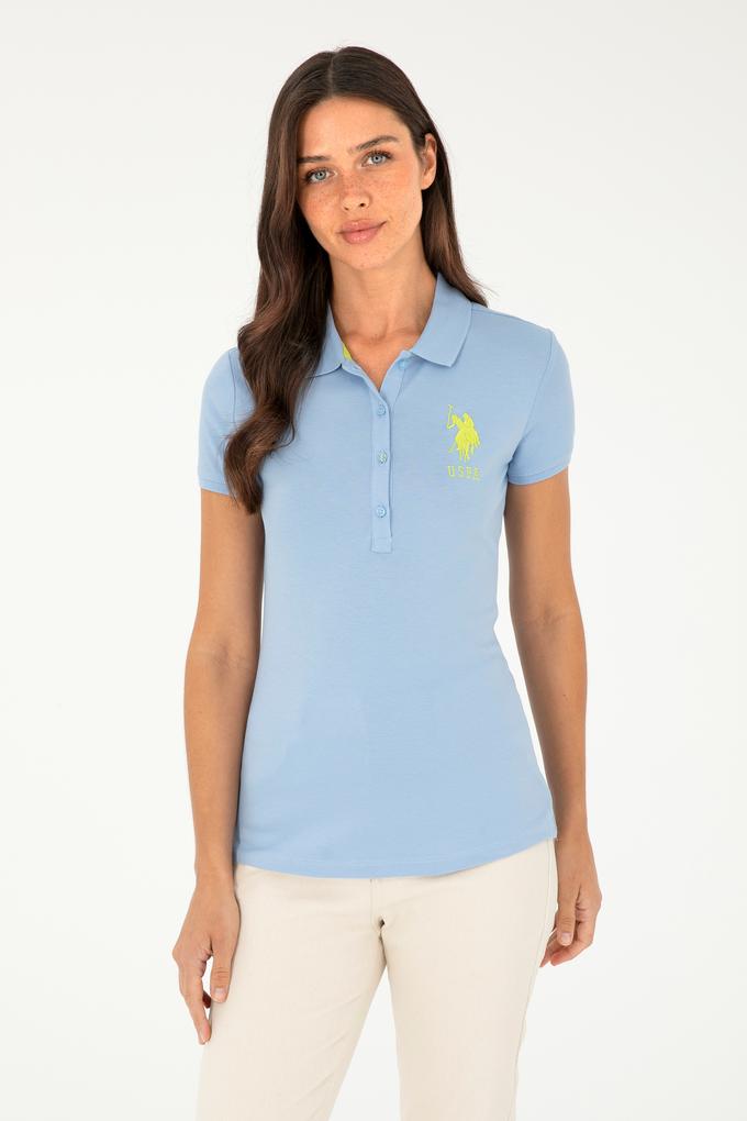 Kadın Açık Mavi Basic Polo Yaka Tişört