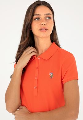 Kadın Nar Çiçeği Polo Yaka Tişört - 50280067090