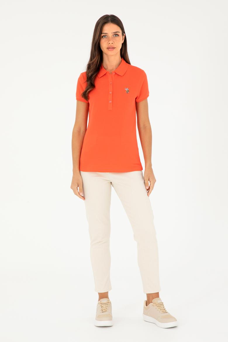 Kadın Nar Çiçeği Polo Yaka Tişört - 50280067090