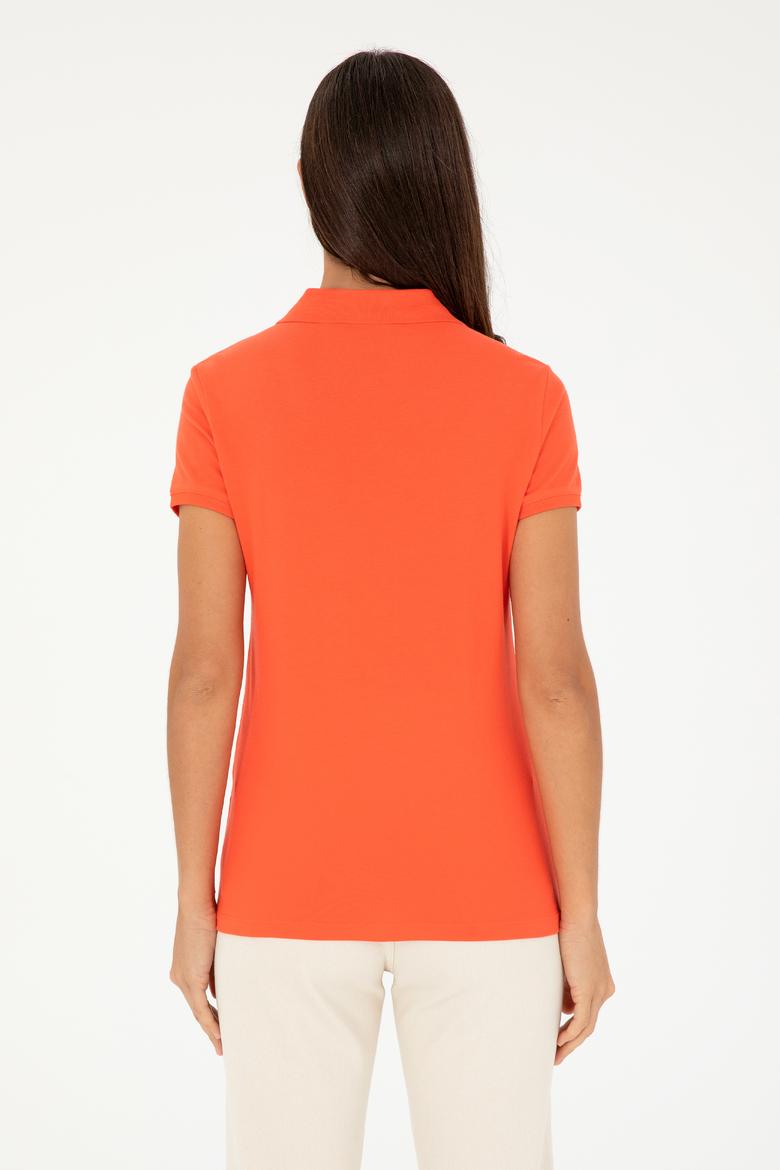 Kadın Nar Çiçeği Polo Yaka Tişört - 50280067090