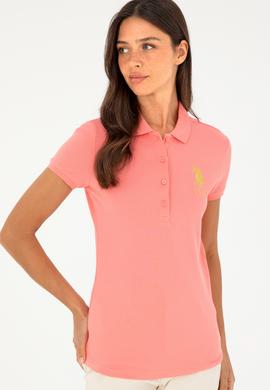 Kadın Pembe Basic Polo Yaka Tişört - 50280071156
