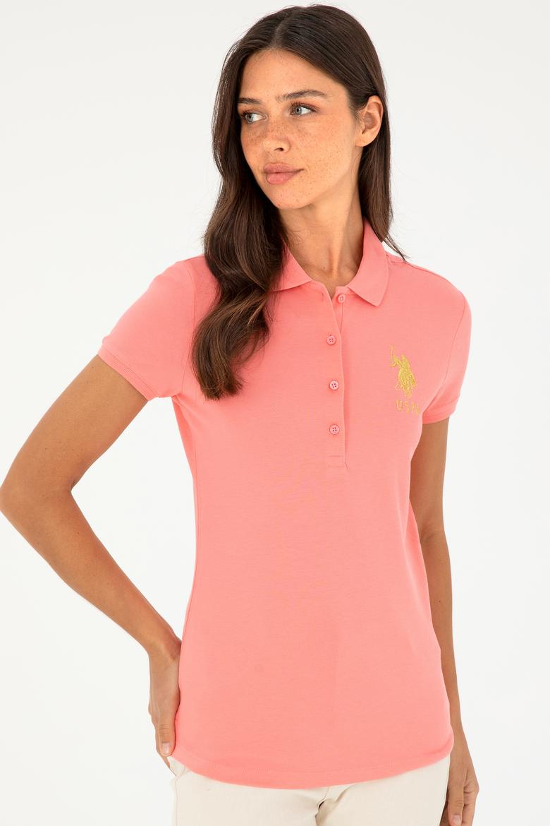 Kadın Pembe Basic Polo Yaka Tişört - 50280071156