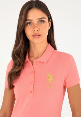 Kadın Pembe Basic Polo Yaka Tişört - 50280071156