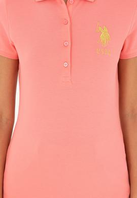 Kadın Pembe Basic Polo Yaka Tişört - 50280071156