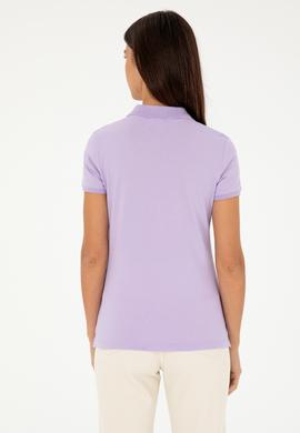 Kadın Lila Basic Polo Yaka Tişört - 50280071198