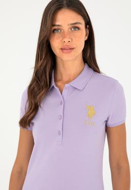 Kadın Lila Basic Polo Yaka Tişört - 50280071198