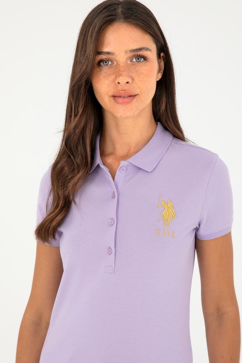 Kadın Lila Basic Polo Yaka Tişört - 50280071198