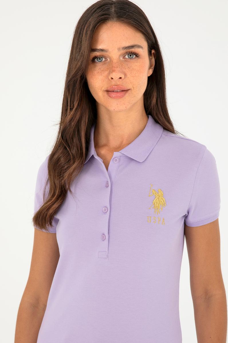 Kadın Lila Basic Polo Yaka Tişört