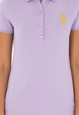 Kadın Lila Basic Polo Yaka Tişört - 50280071198