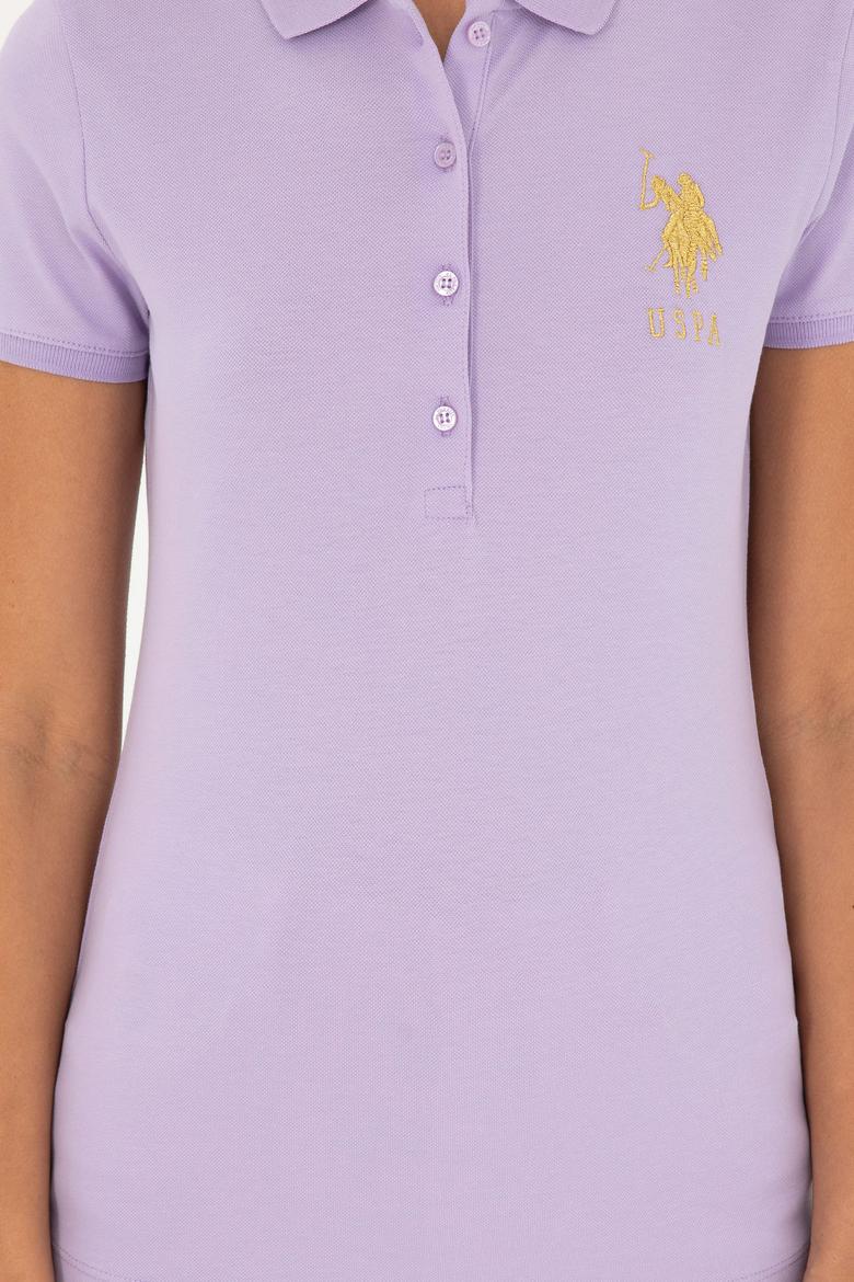 Kadın Lila Basic Polo Yaka Tişört - 50280071198