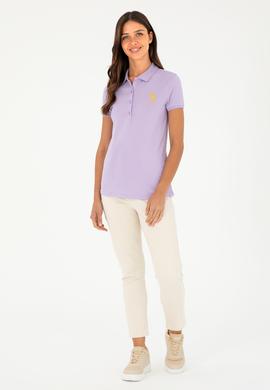 Kadın Lila Basic Polo Yaka Tişört - 50280071198