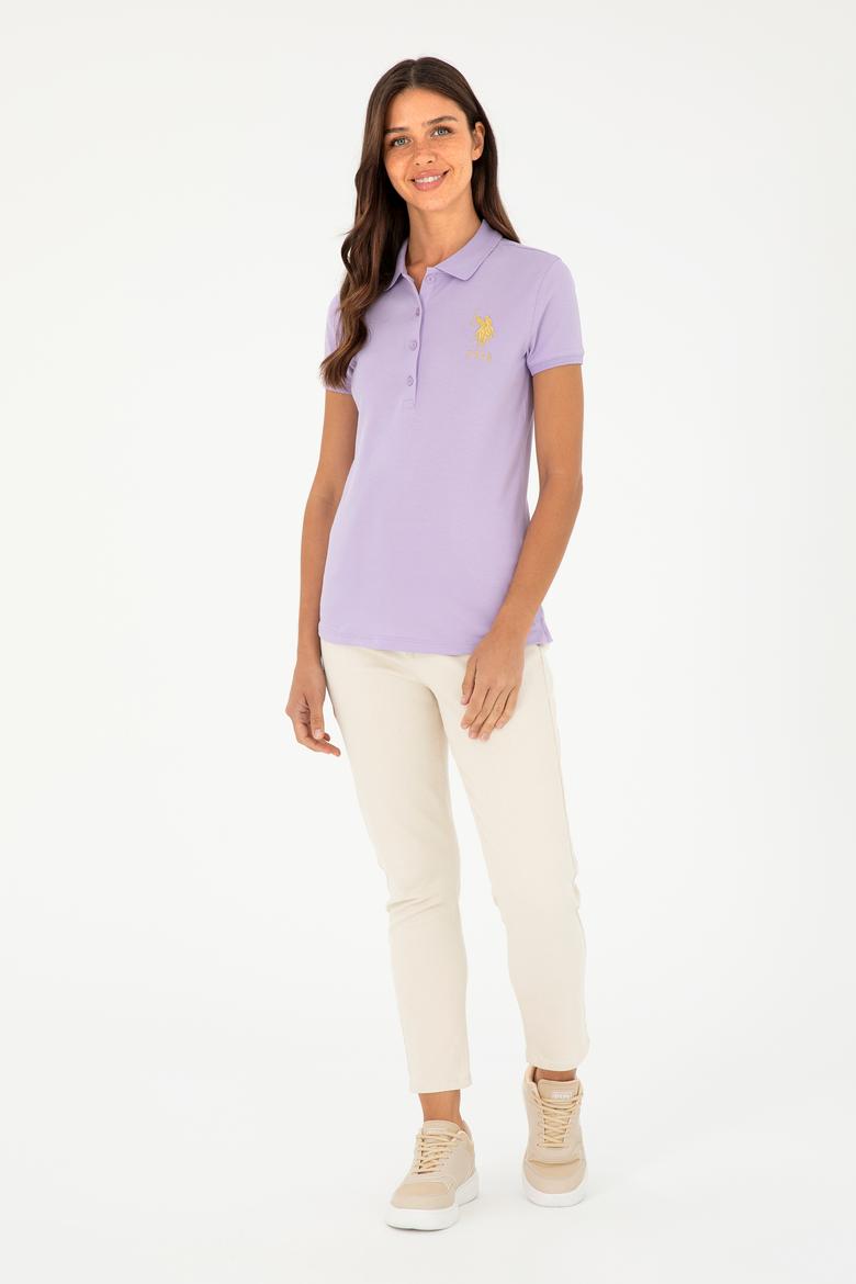 Kadın Lila Basic Polo Yaka Tişört - 50280071198