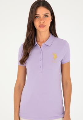 Kadın Lila Basic Polo Yaka Tişört - 50280071198
