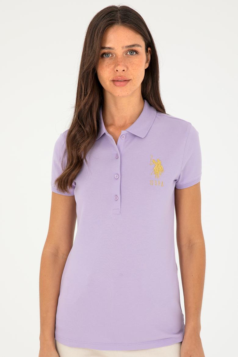 Kadın Lila Basic Polo Yaka Tişört - 50280071198