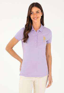 Kadın Lila Basic Polo Yaka Tişört - 50280071198