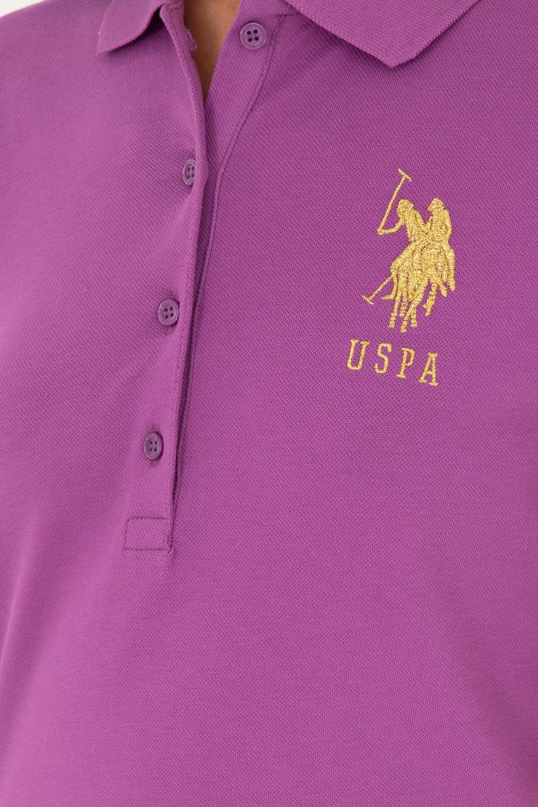 Kadın Mor Basic Polo Yaka Tişört - 50280071242