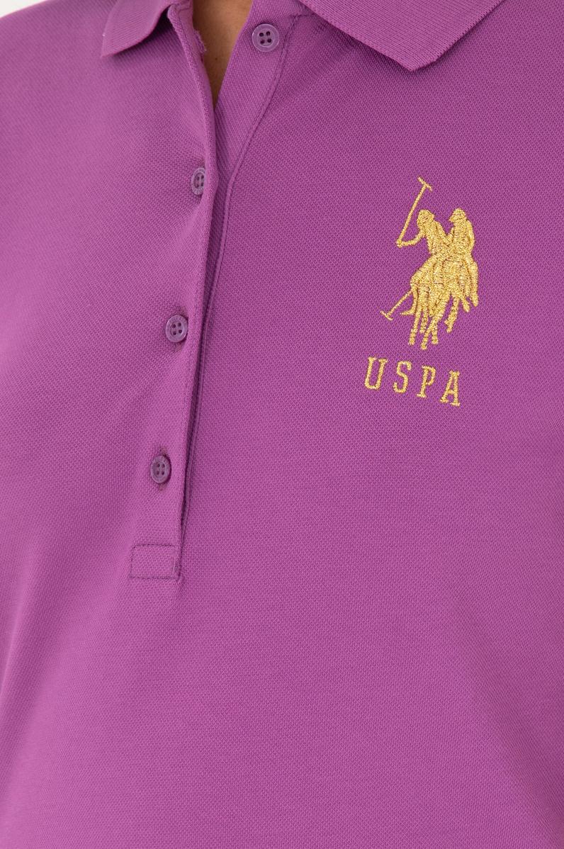 Kadın Mor Basic Polo Yaka Tişört