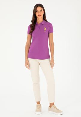 Kadın Mor Basic Polo Yaka Tişört - 50280071242