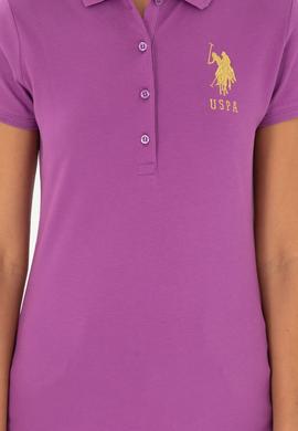 Kadın Mor Basic Polo Yaka Tişört - 50280071242