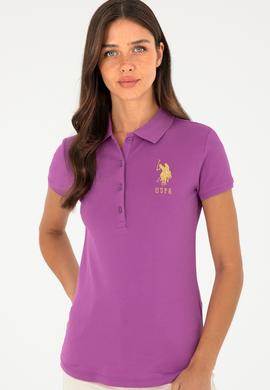 Kadın Mor Basic Polo Yaka Tişört - 50280071242