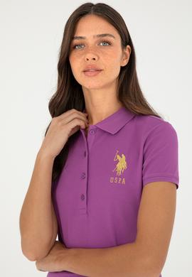 Kadın Mor Basic Polo Yaka Tişört - 50280071242