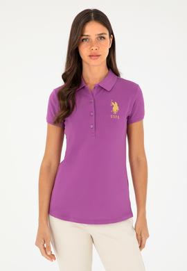 Kadın Mor Basic Polo Yaka Tişört - 50280071242