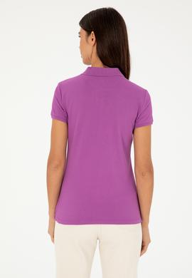 Kadın Mor Basic Polo Yaka Tişört - 50280071242